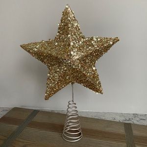 Pier 1 Tree Topper Gold Star Glitter Sequins